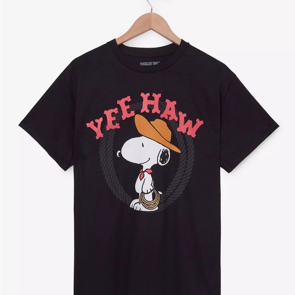 NWT Peanuts Black Unisex Snoopy Western Tee